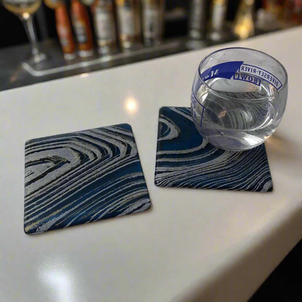 Agate Fused Glass 4" Coaster 2-pack