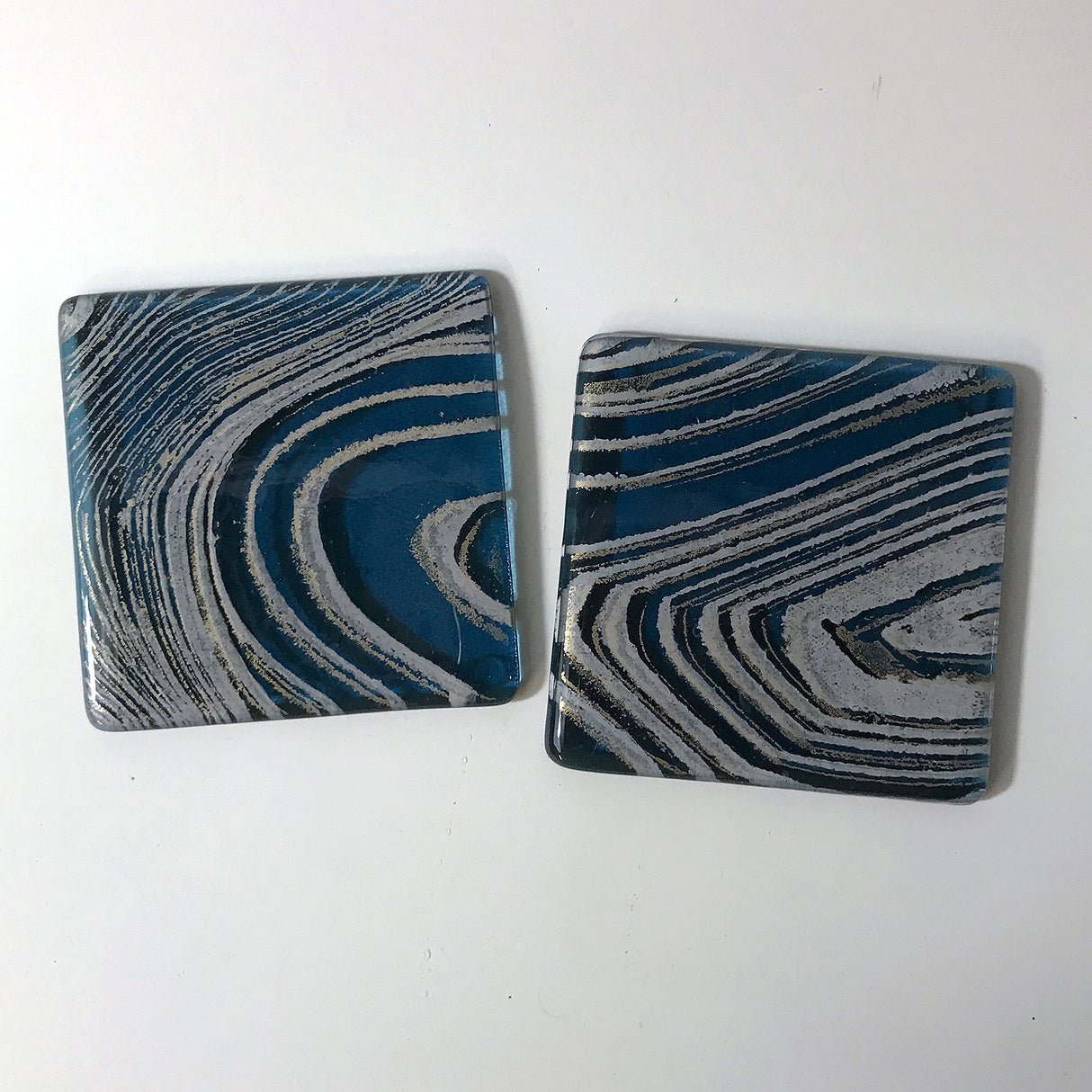 Agate Fused Glass 4" Coaster 2-pack
