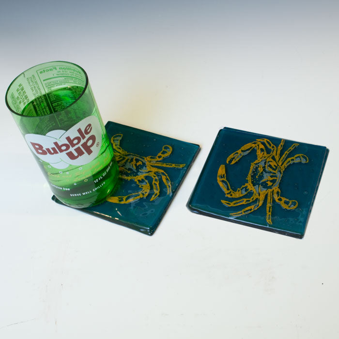 Maryland Crab Fused Glass 4" Coaster 2-pack - made to order