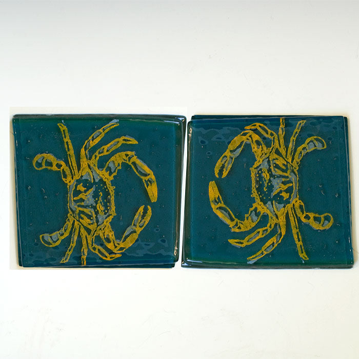 Maryland Crab Fused Glass 4" Coaster 2-pack - made to order