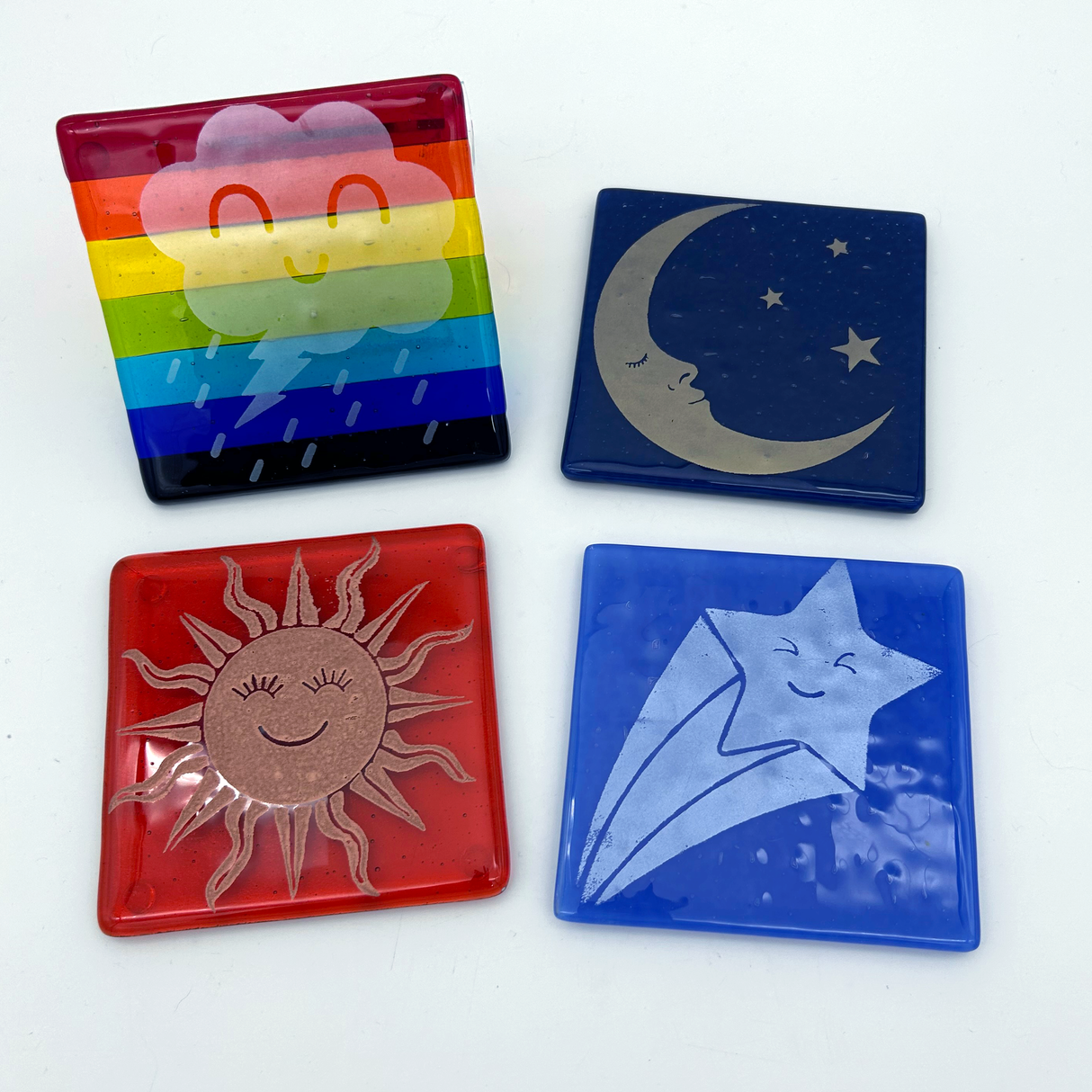 Celestial Fused Glass 4" Coaster 4-pack