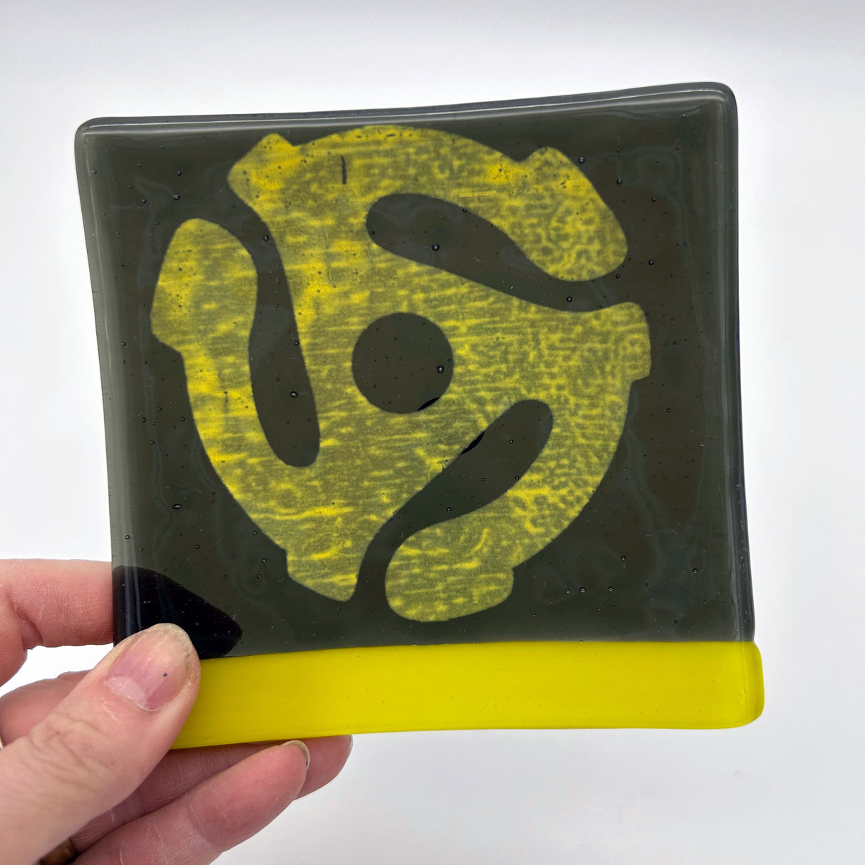 45 Record Adapter 4.5" Handmade Fused Glass Catch-all Dish
