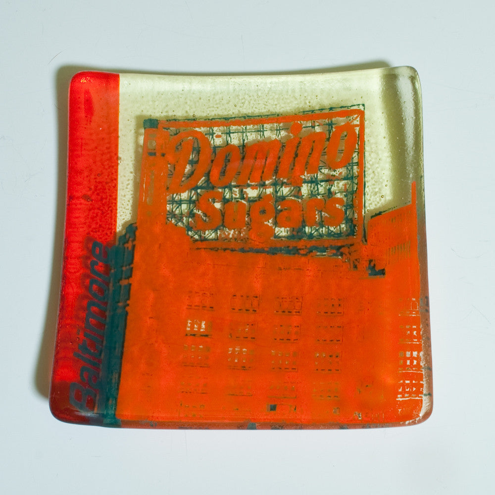 Baltimore Domino Sugars 4.5" Handmade Fused Glass Catch-all Dish