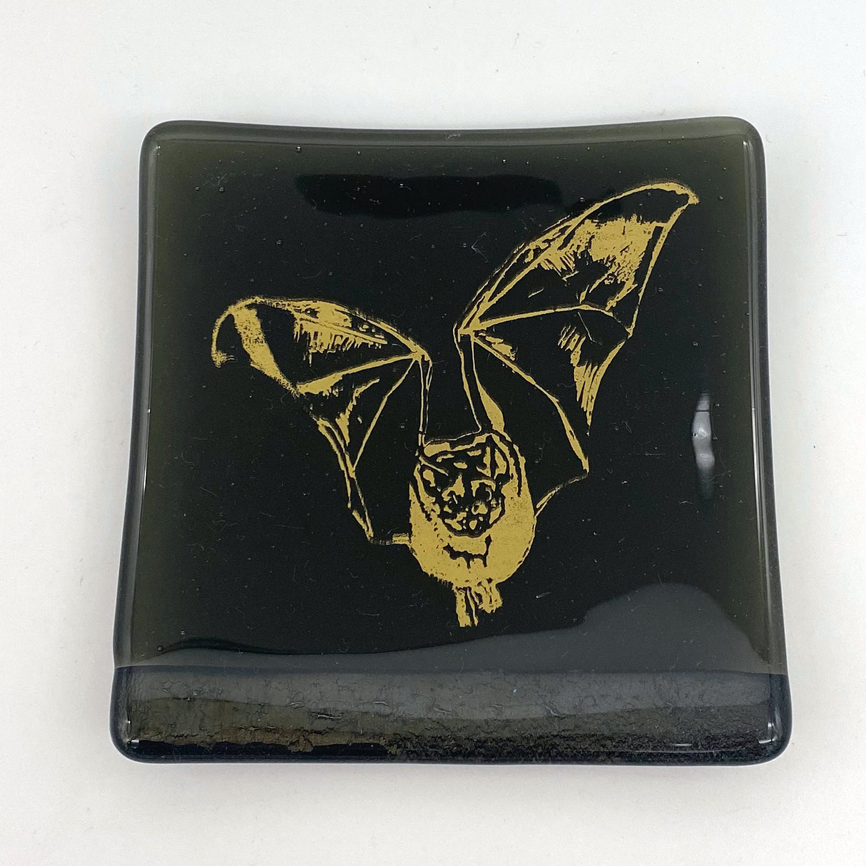 Bat 4.5" Handmade Fused Glass Catch-all Dish