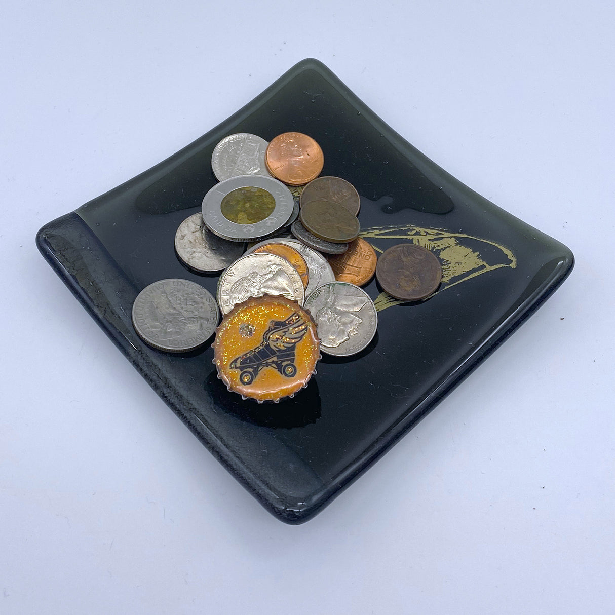 Bat 4.5" Handmade Fused Glass Catch-all Dish