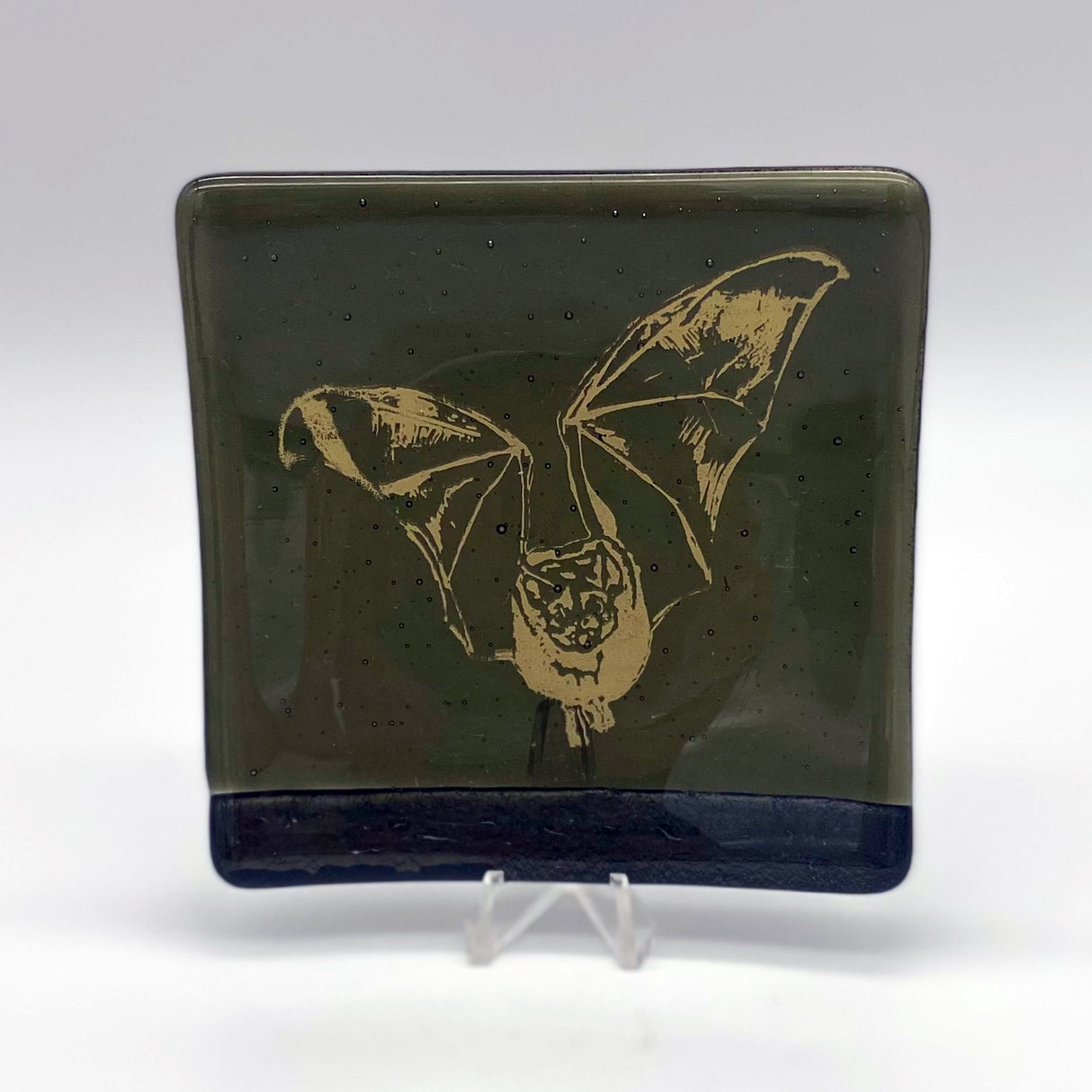 Bat 4.5" Handmade Fused Glass Catch-all Dish