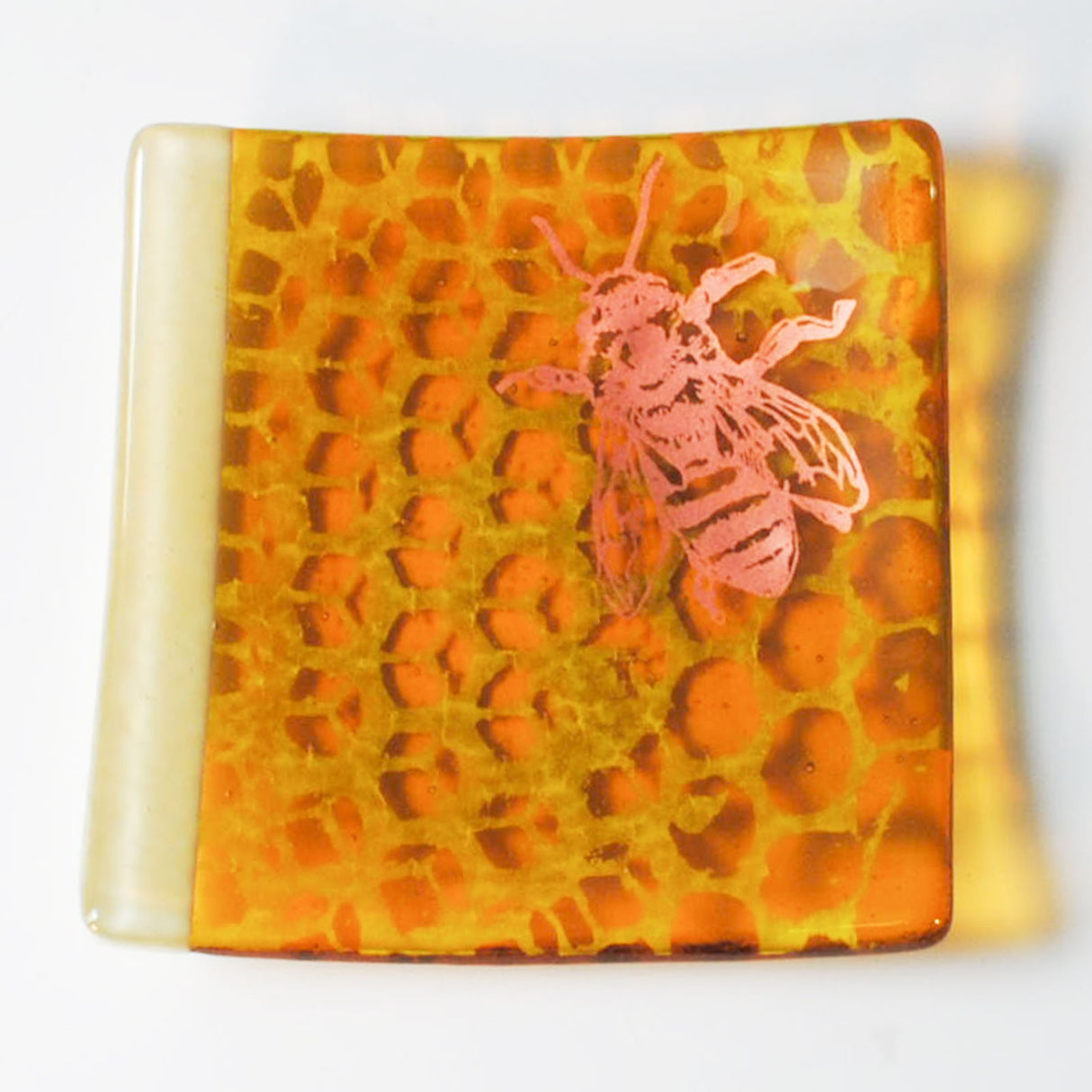 Honeybee 4.5" Handmade Fused Glass Catch-all Dish