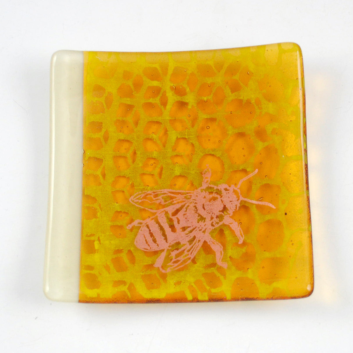 Honeybee 4.5" Handmade Fused Glass Catch-all Dish