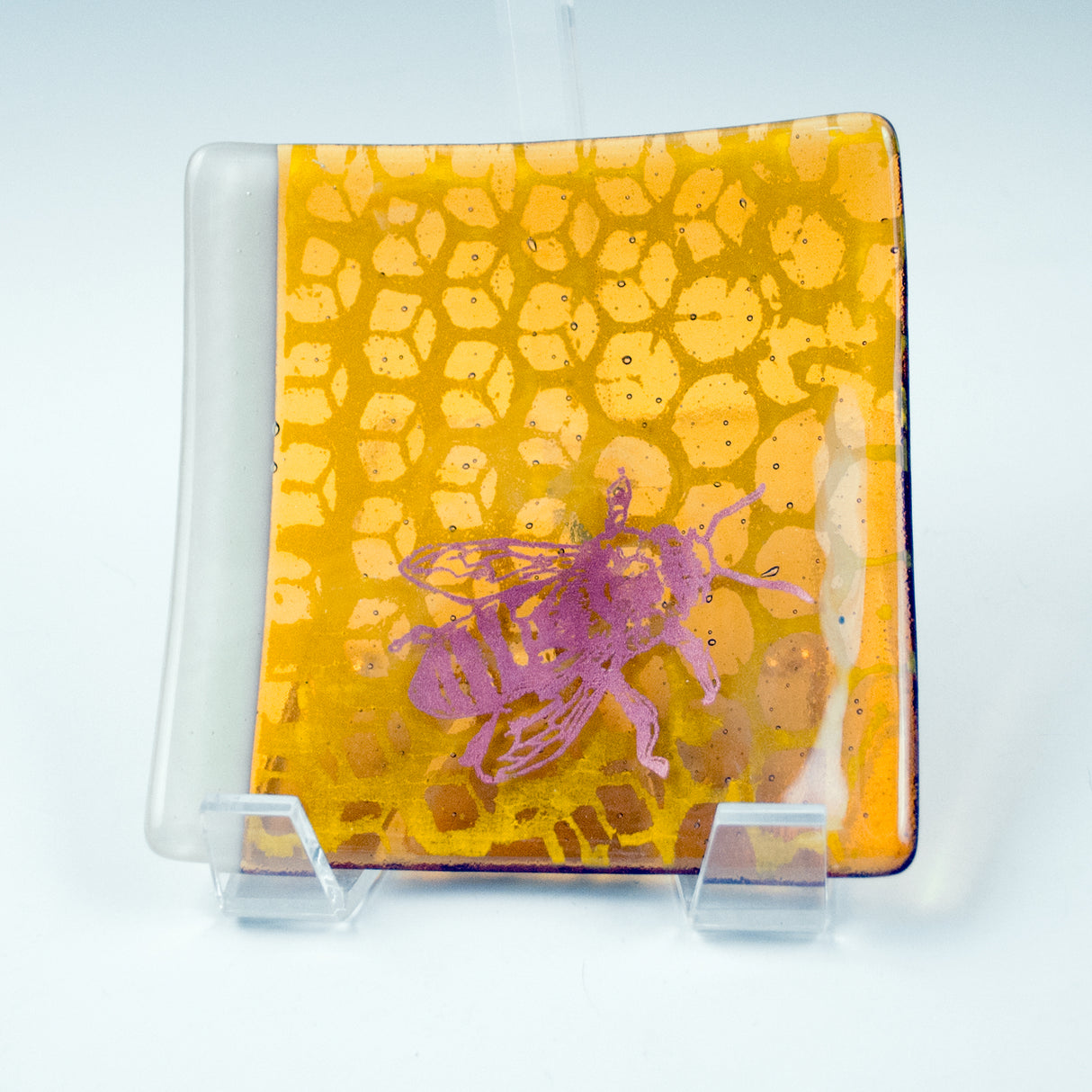 Honeybee 4.5" Handmade Fused Glass Catch-all Dish