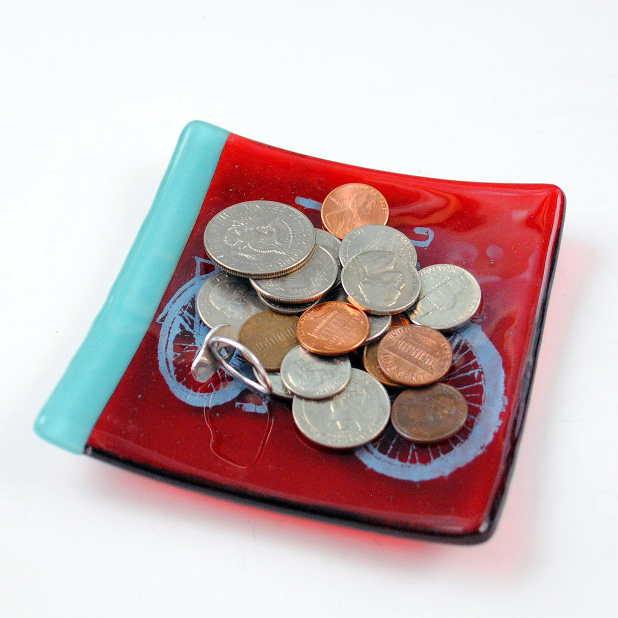 Bike 4.5" Handmade Fused Glass Catch-all Dish