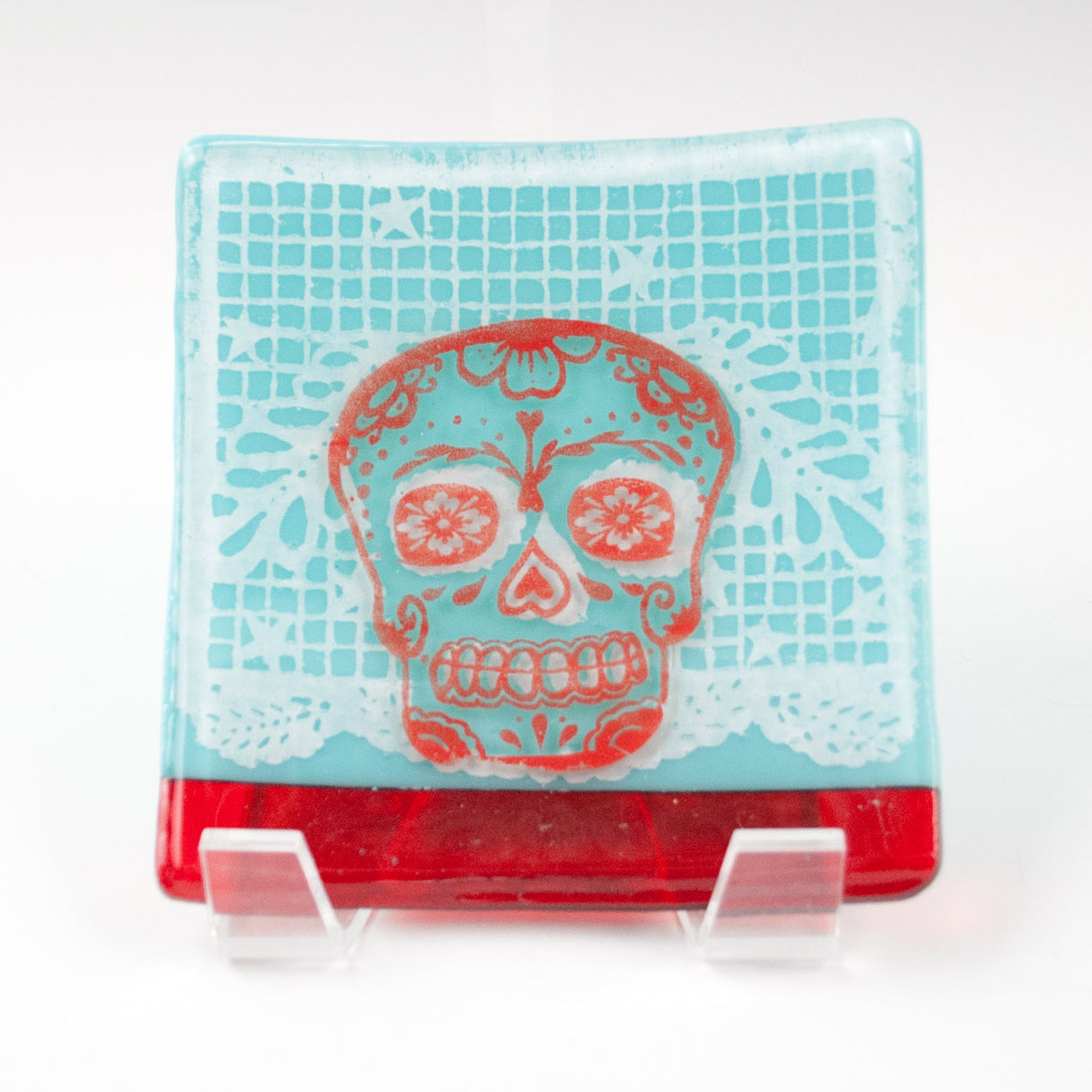 Calavera 4.5" Handmade Fused Glass Catch-all Dish