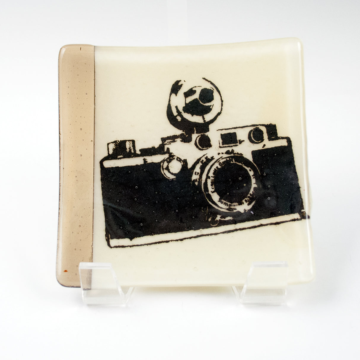 Camera 4.5" Handmade Fused Glass Catch-all Dish