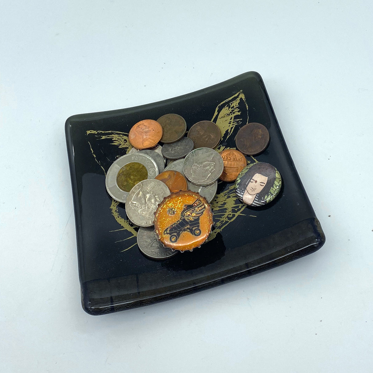 Black Cat 4.5" Handmade Fused Glass Catch-all Dish