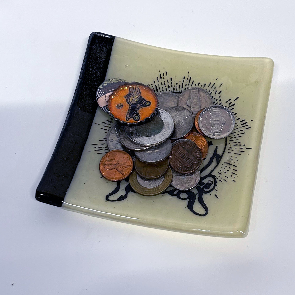 Crystal Ball 4.5" Handmade Fused Glass Catch-all Dish