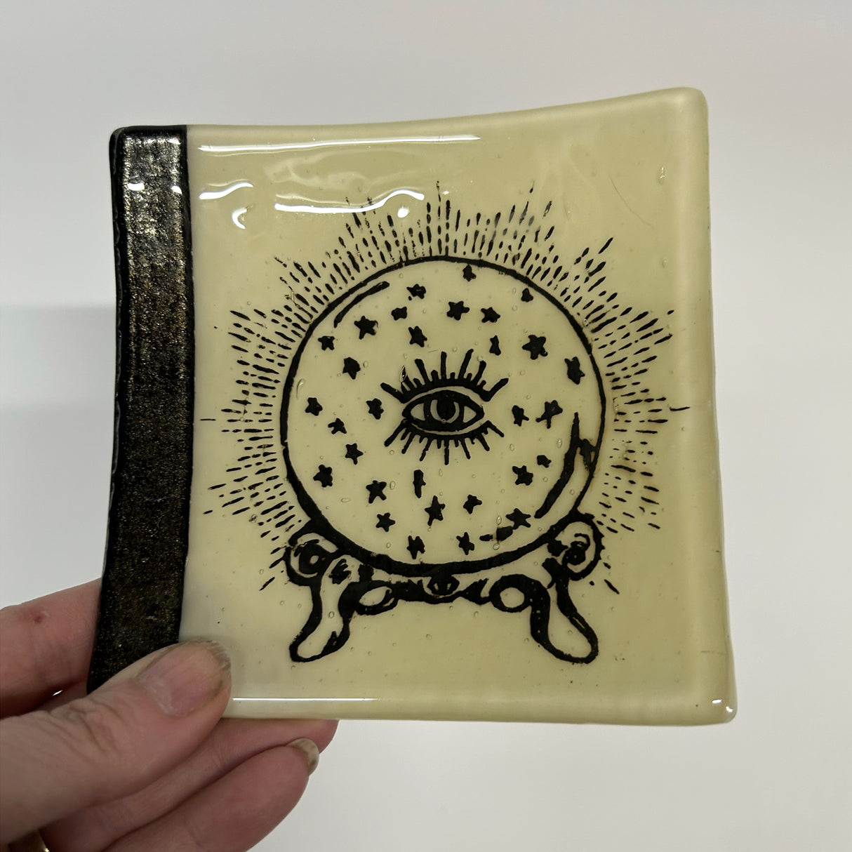 Crystal Ball 4.5" Handmade Fused Glass Catch-all Dish