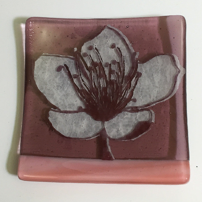 Cherry Blossom 4.5" Handmade Fused Glass Catch-all Dish