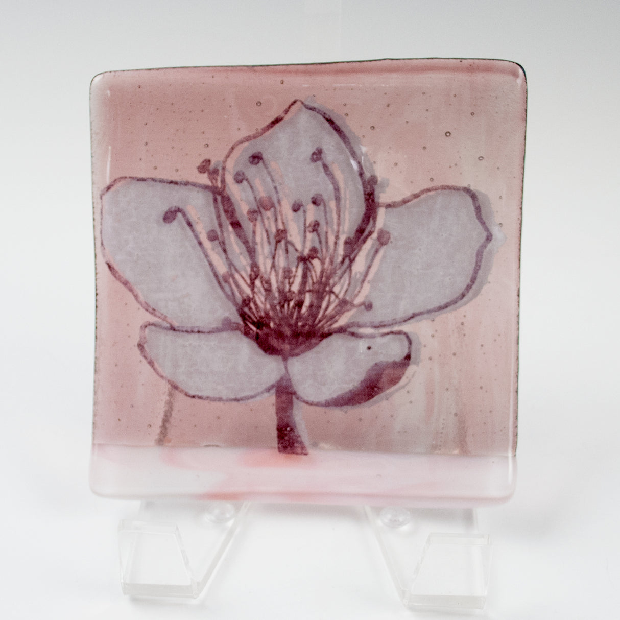 Cherry Blossom 4.5" Handmade Fused Glass Catch-all Dish