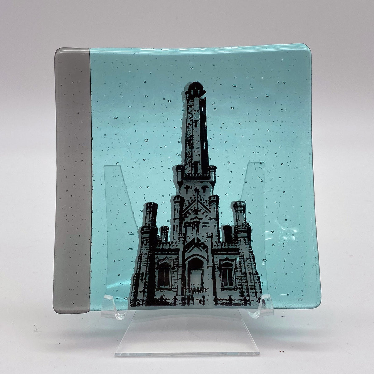 Chicago Water Tower 4.5" Handmade Fused Glass Catch-all Dish