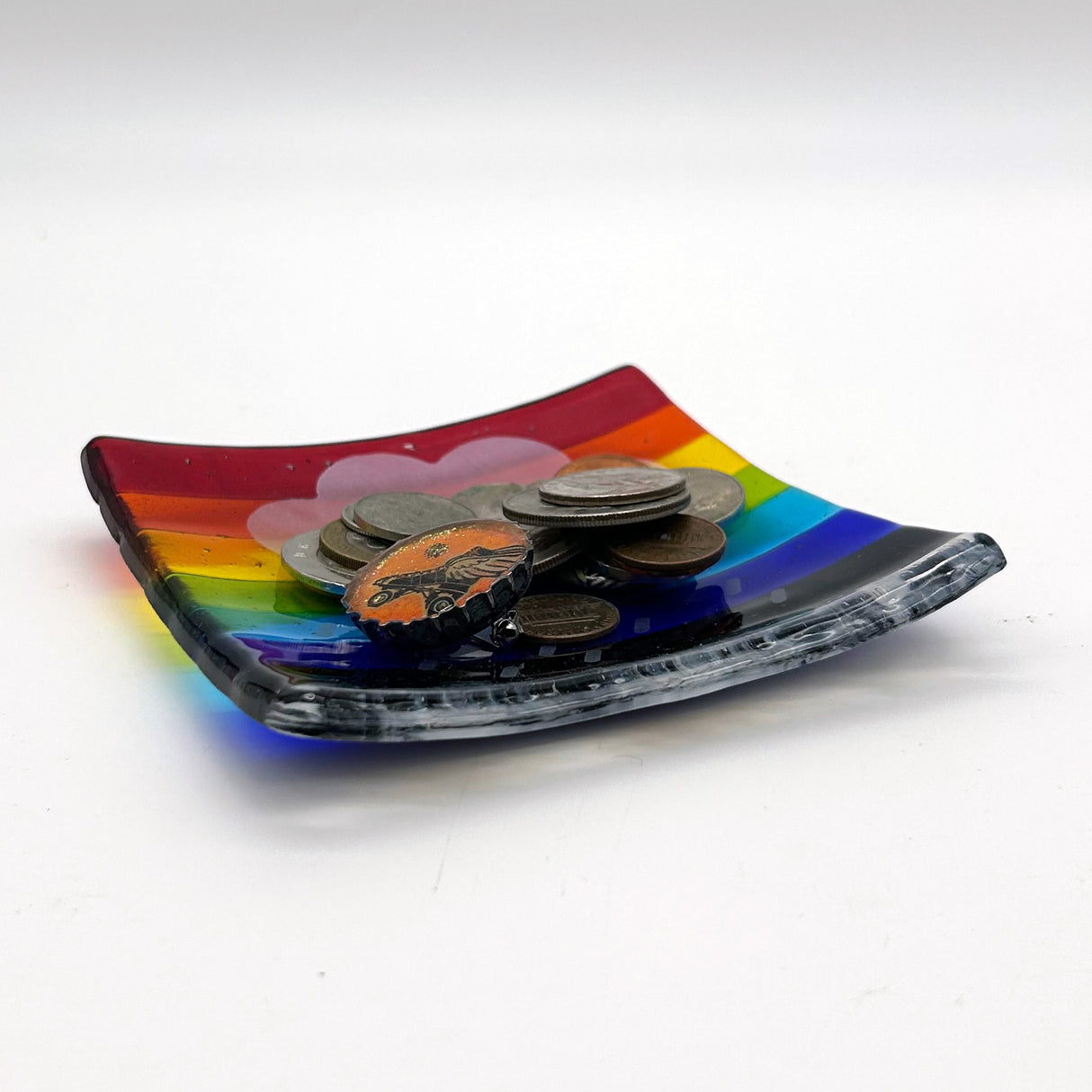 Celestial Happy Cloud 4.5" Handmade Fused Glass Catch-all Dish