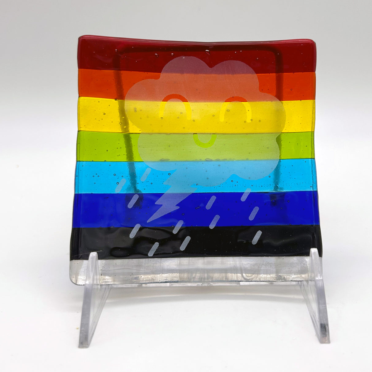 Celestial Happy Cloud 4.5" Handmade Fused Glass Catch-all Dish