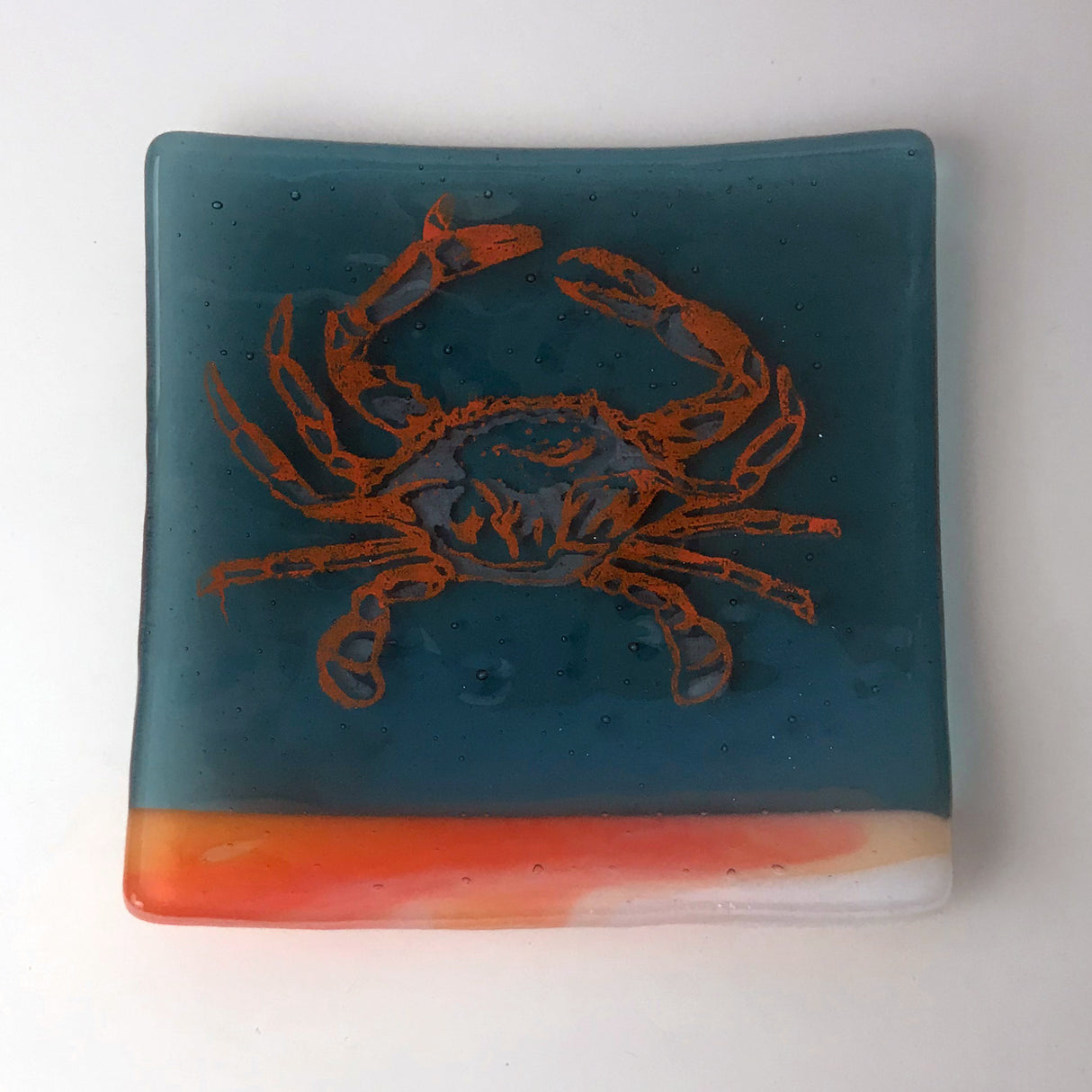 Maryland Crab 4.5" Handmade Fused Glass Catch-all Dish - made to order