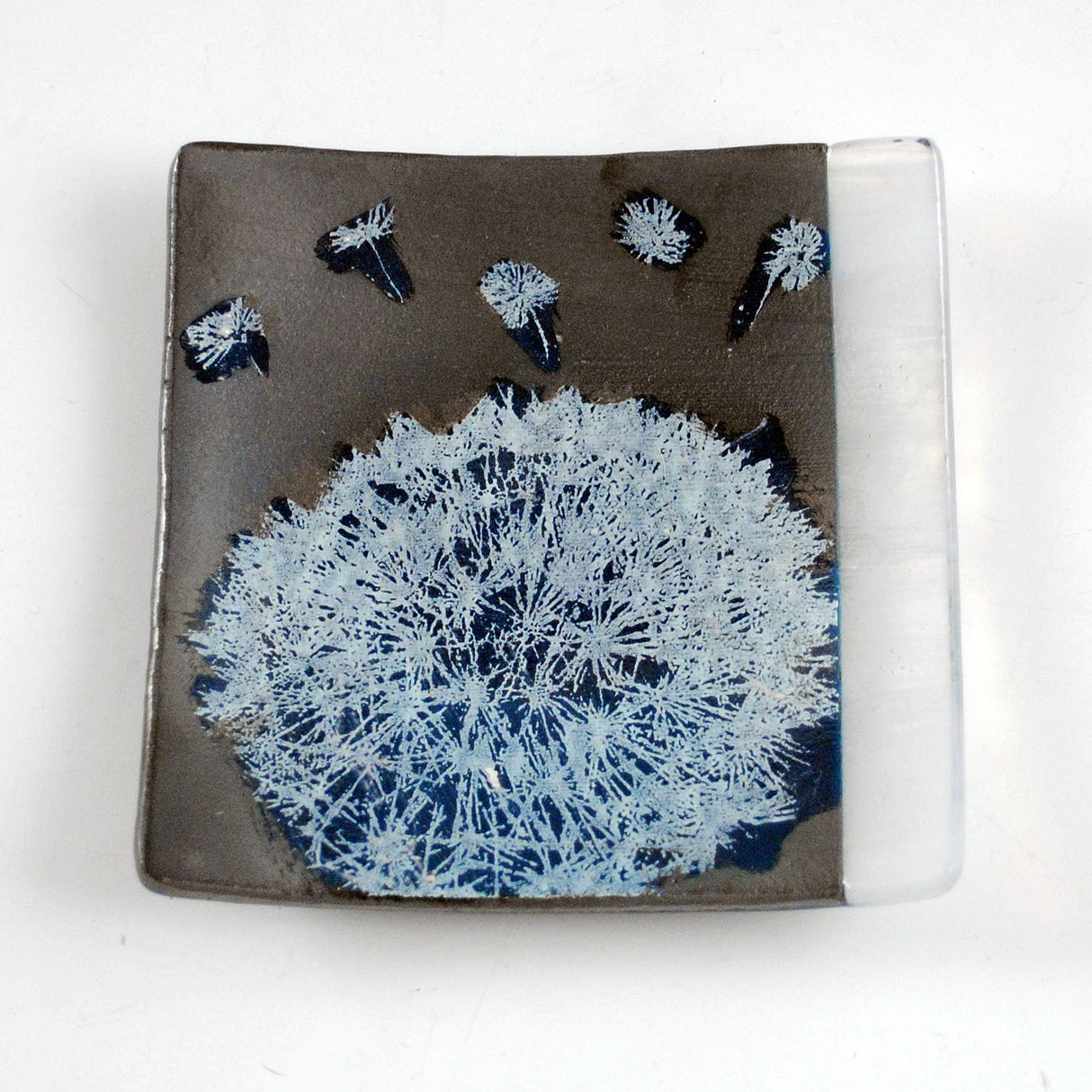 Dandelion 4.5" Handmade Fused Glass Catch-all Dish