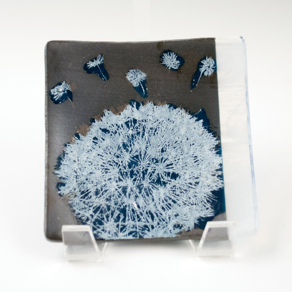 Dandelion 4.5" Handmade Fused Glass Catch-all Dish