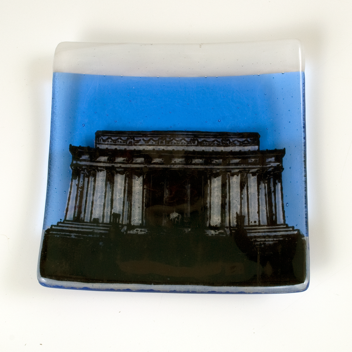 Washington DC Lincoln Memorial 4.5" Handmade Fused Glass Catch-all Dish