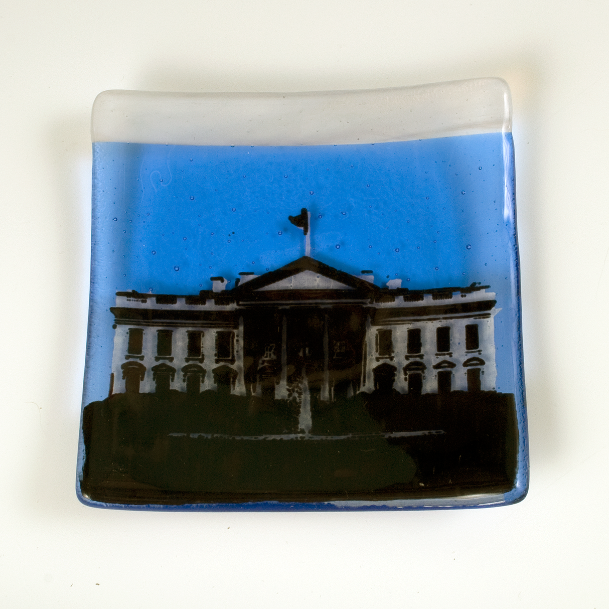 Washington DC White House 4.5" Handmade Fused Glass Catch-all Dish