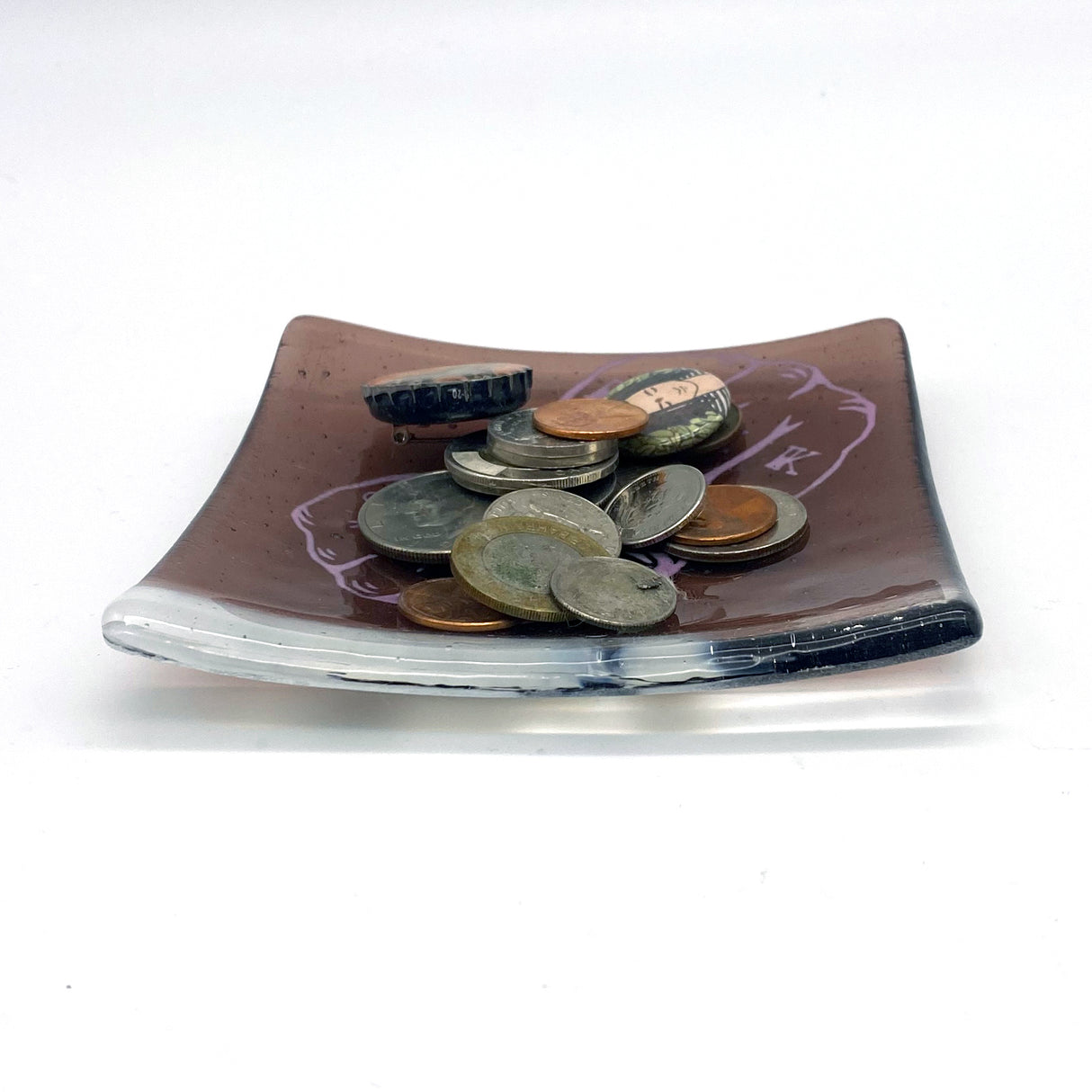 Fuck Cancer 4.5" Handmade Fused Glass Catch-all Dish