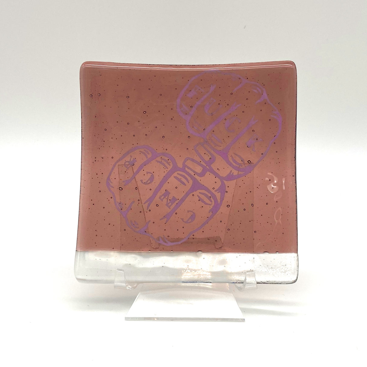 Fuck Cancer 4.5" Handmade Fused Glass Catch-all Dish