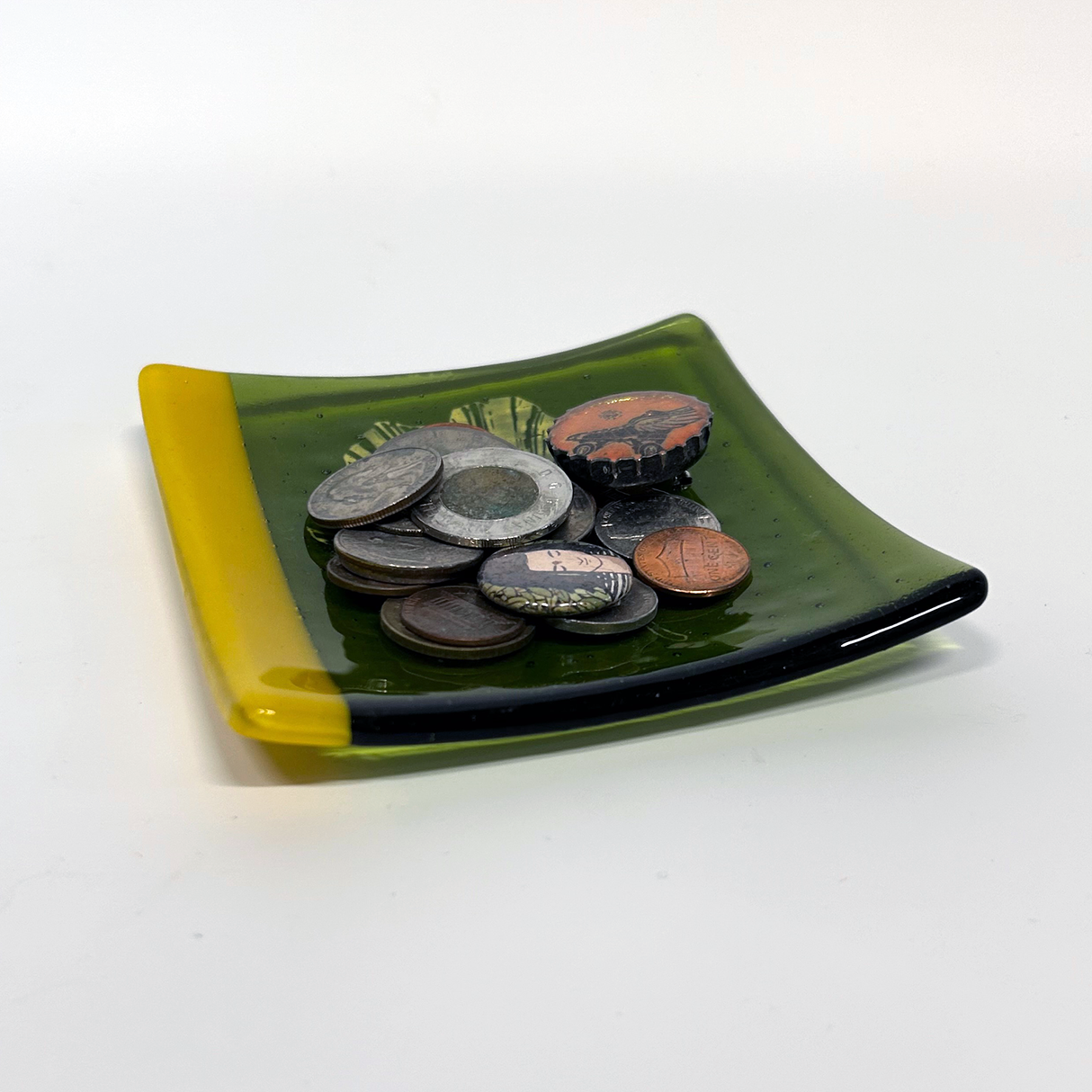 Gingko Leaves 4.5" Handmade Fused Glass Catch-all Dish