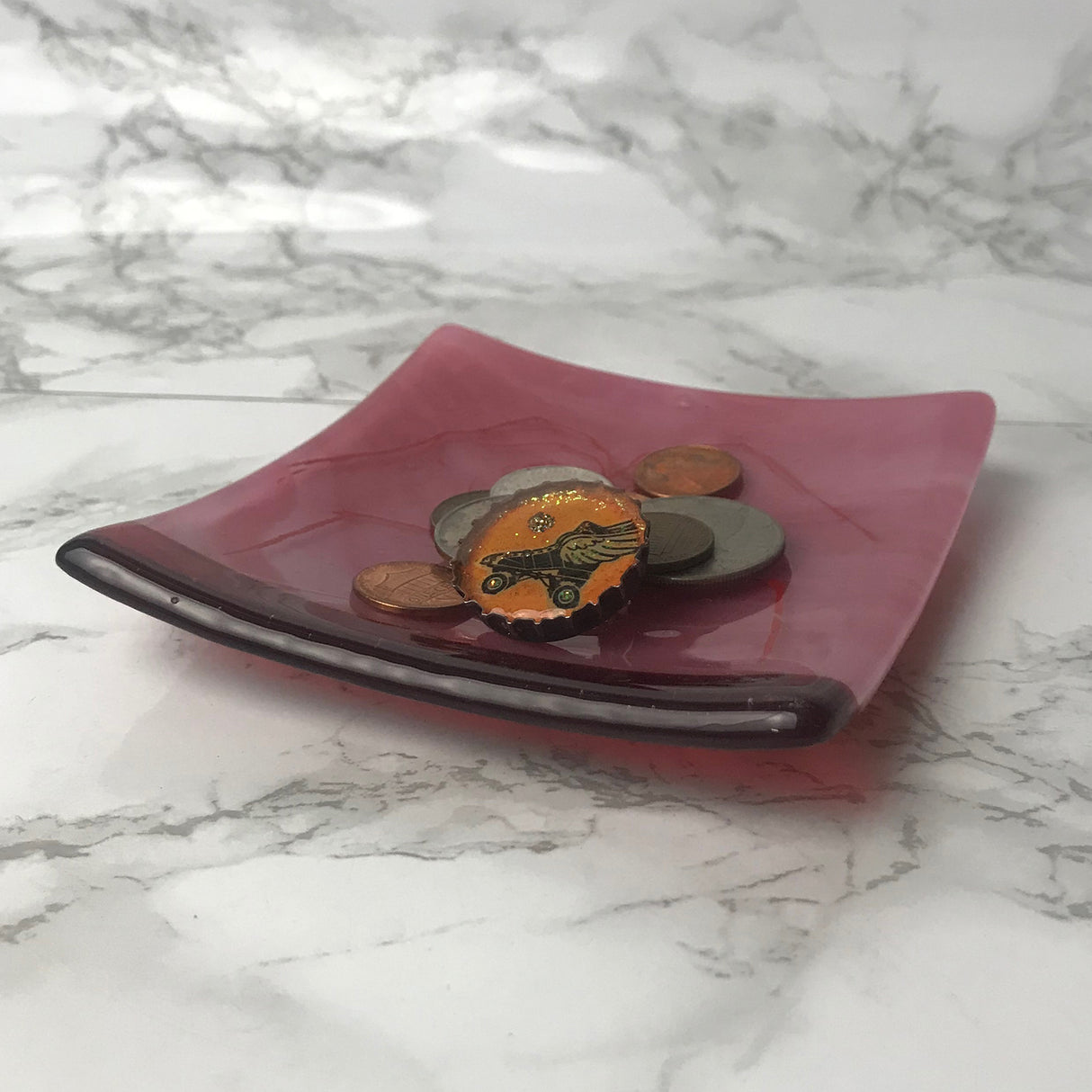 Heart Hands 4.5" Handmade Fused Glass Catch-all Dish (discontinued color)