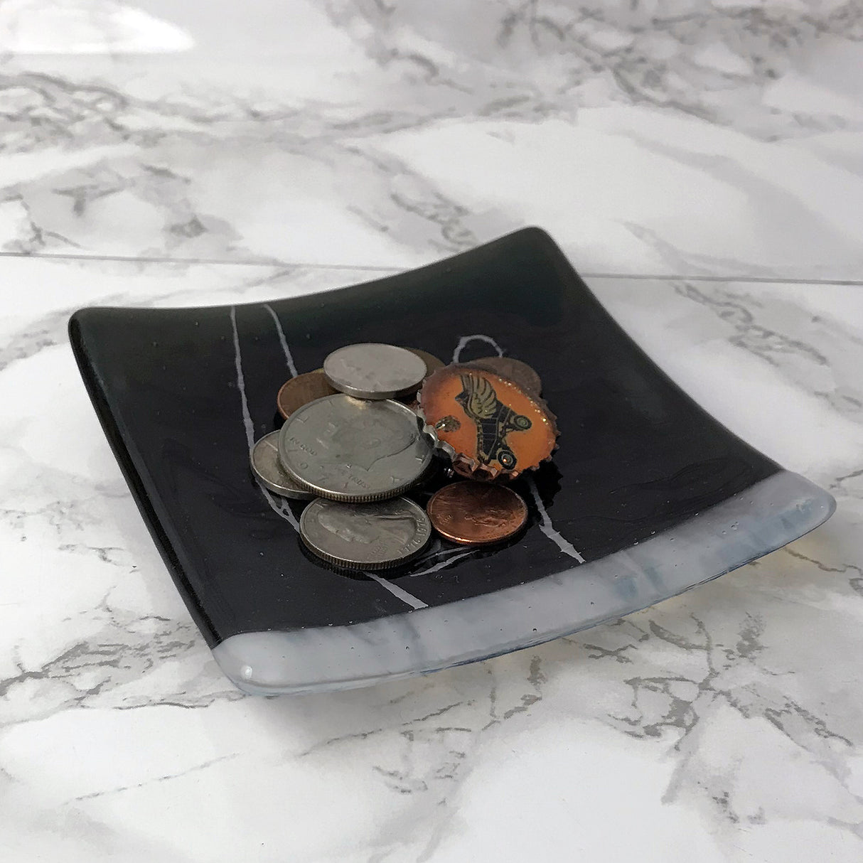 Horns 4.5" Handmade Fused Glass Catch-all Dish