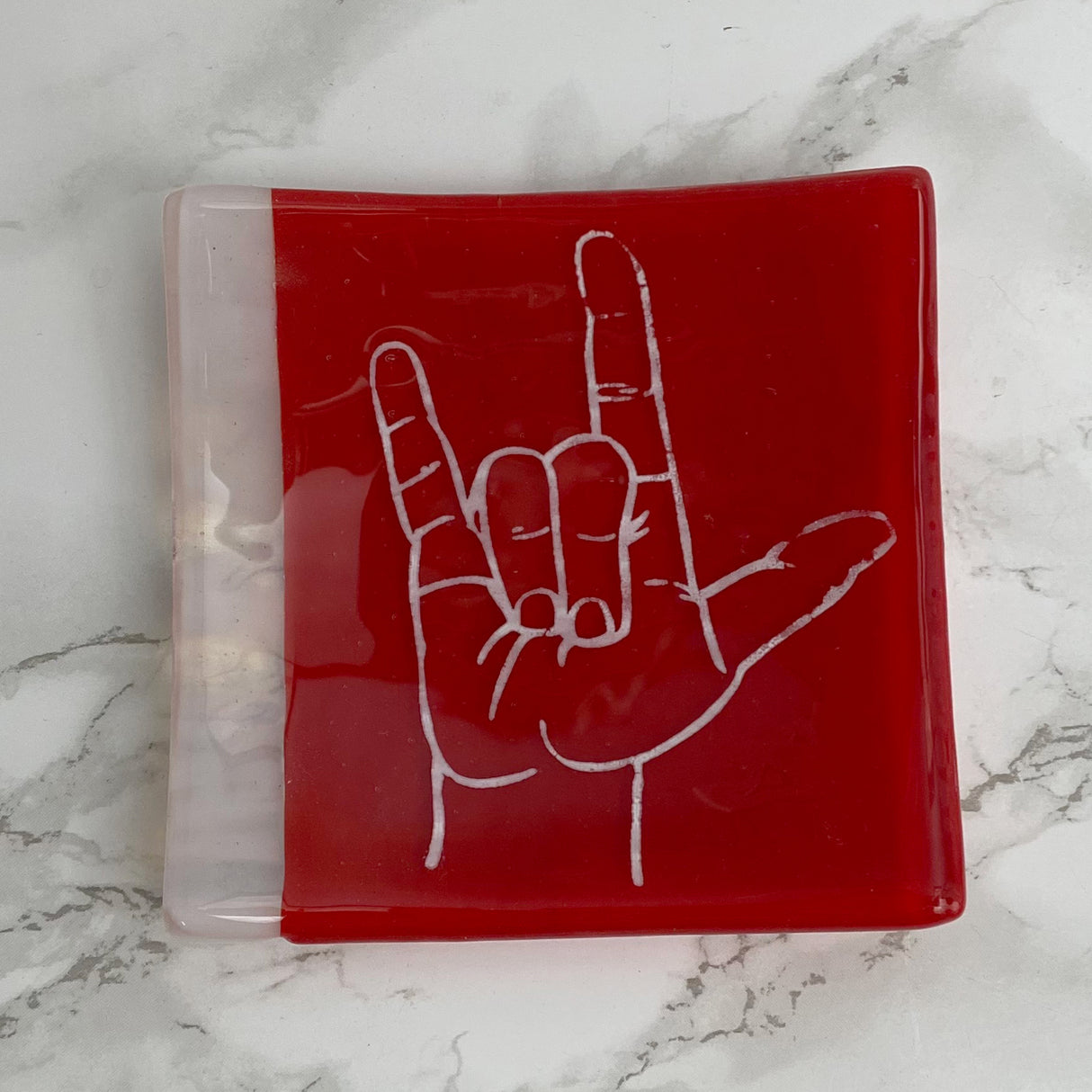 ILY I Love You 4.5" Handmade Fused Glass Catch-all Dish