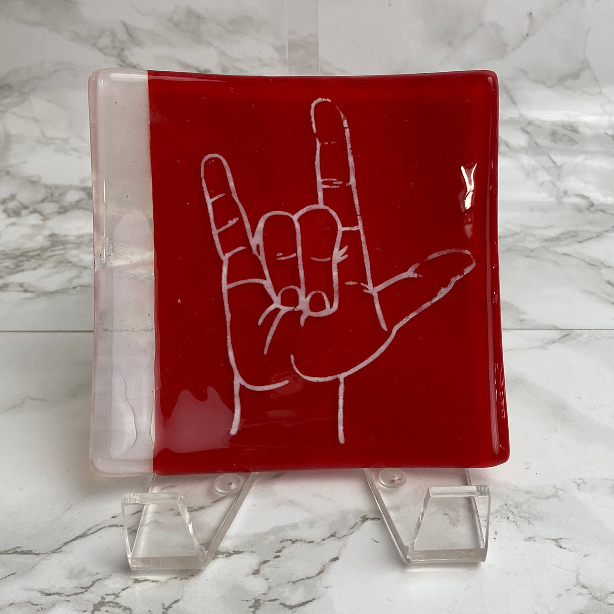 ILY I Love You 4.5" Handmade Fused Glass Catch-all Dish