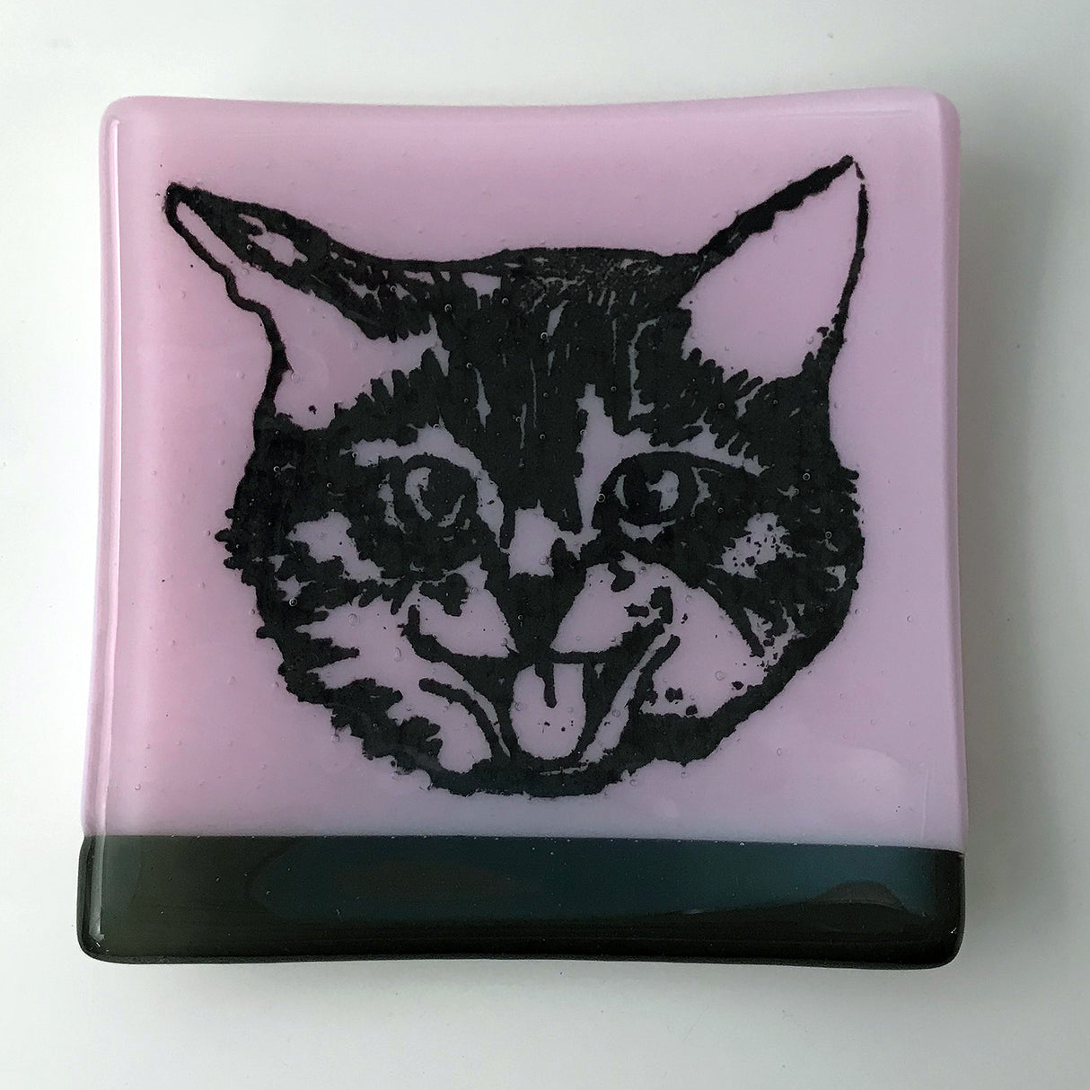 Kitty 4.5" Handmade Fused Glass Catch-all Dish (discontinued color)