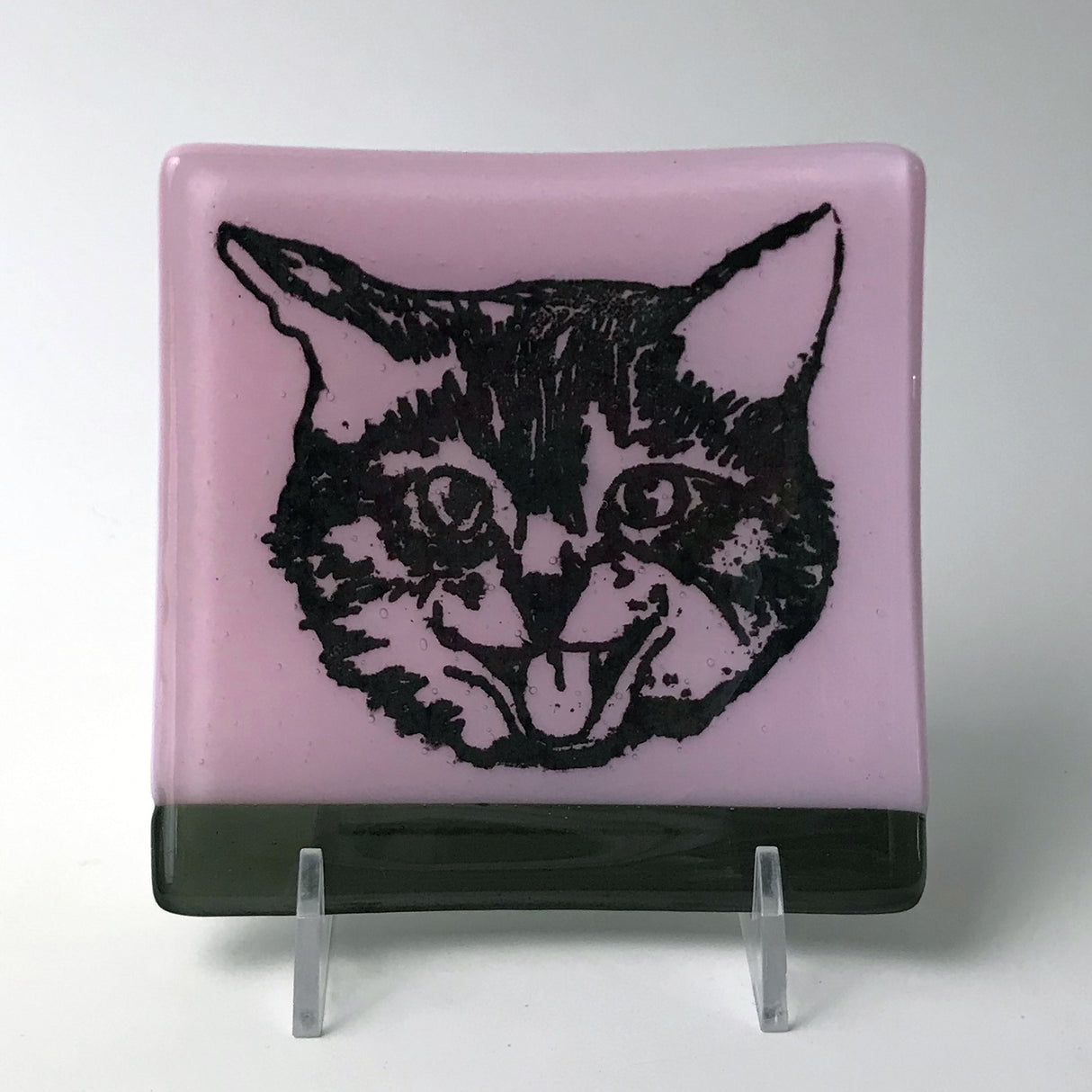 Kitty 4.5" Handmade Fused Glass Catch-all Dish (discontinued color)