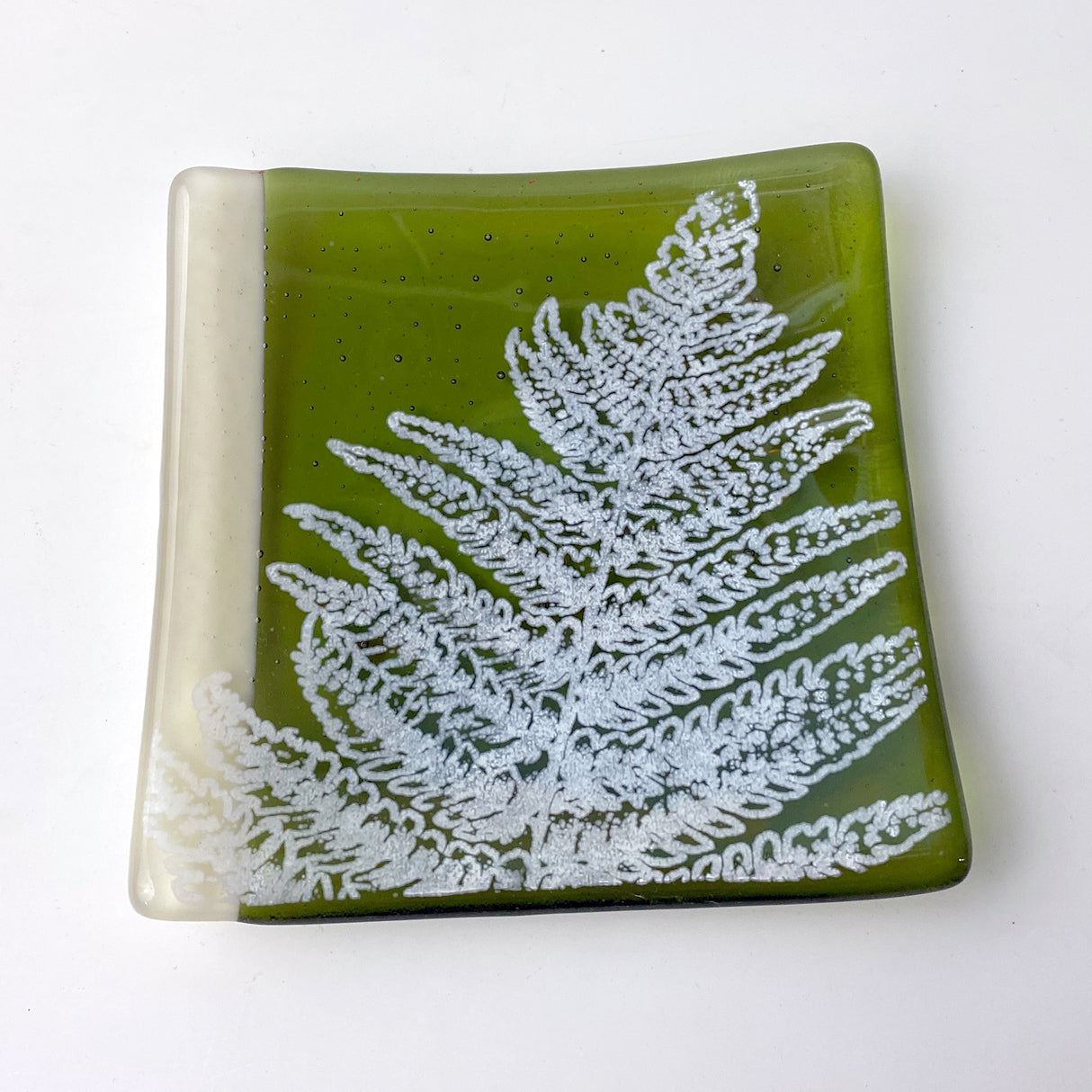 Fern Leaf 4.5" Handmade Fused Glass Catch-all Dish