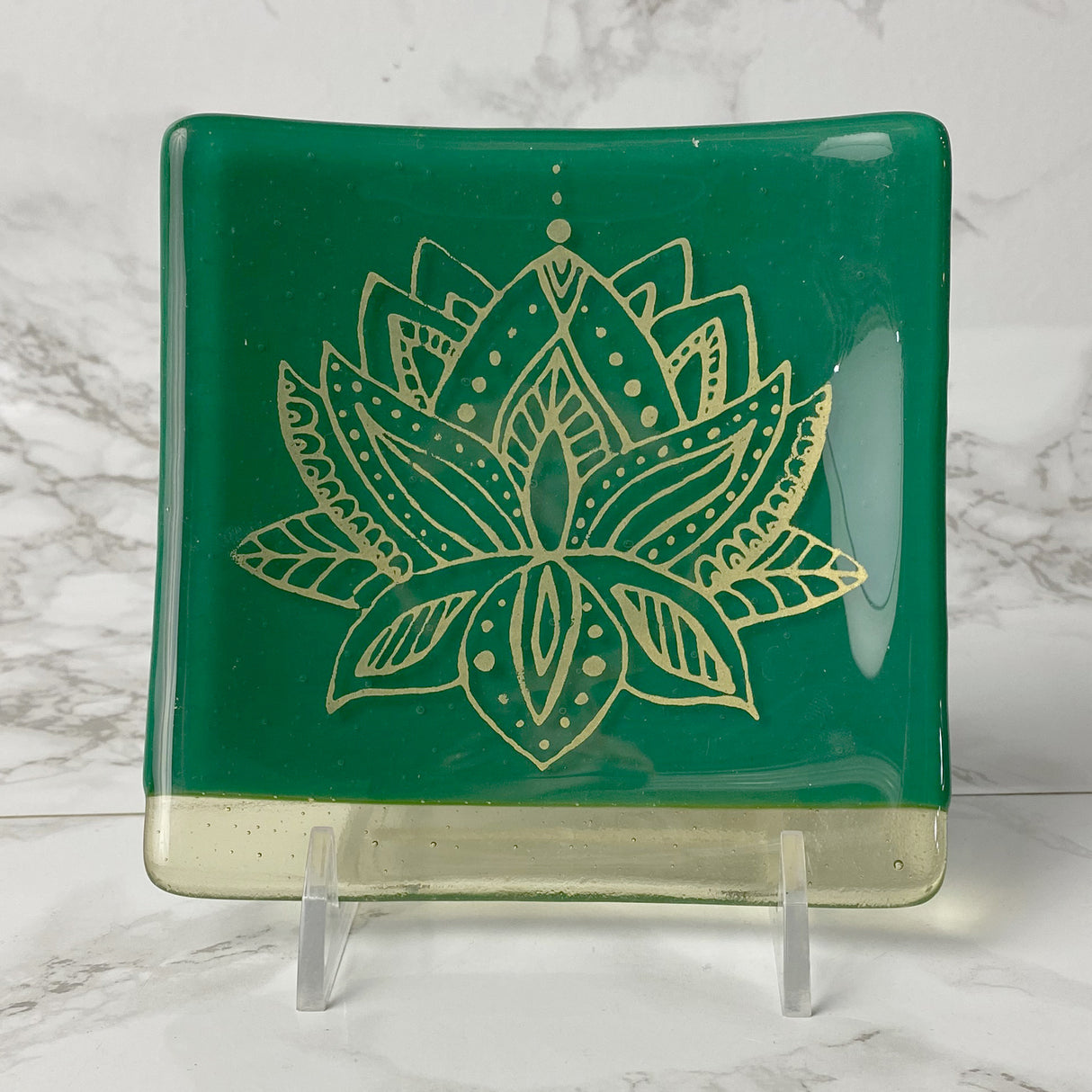Lotus 4.5" Handmade Fused Glass Catch-all Dish