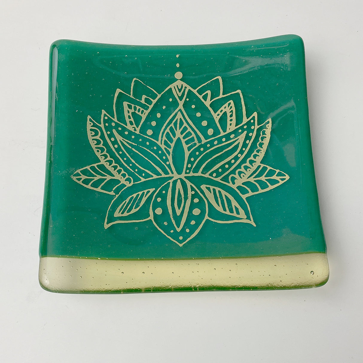 Lotus 4.5" Handmade Fused Glass Catch-all Dish