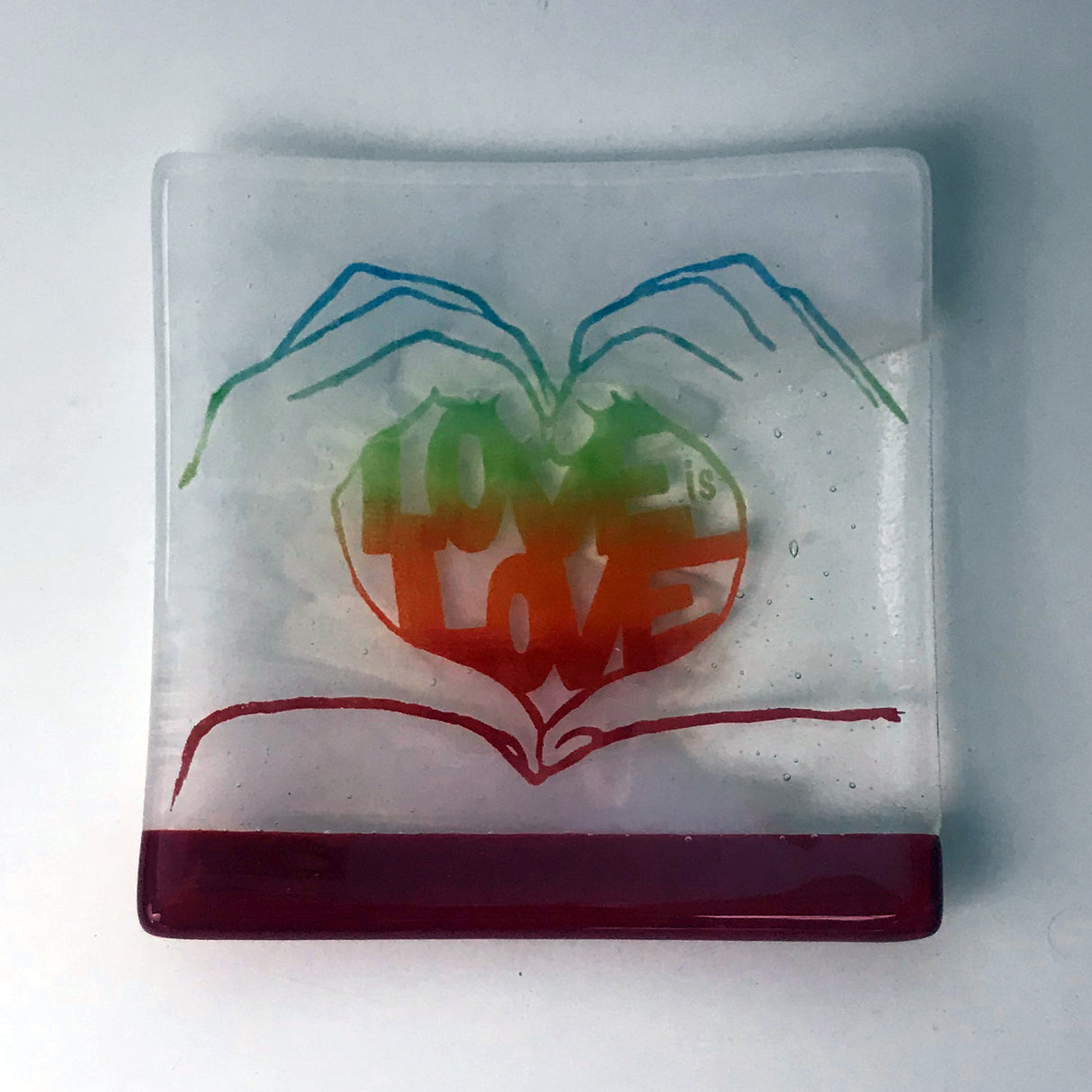 Love is Love 4.5" Handmade Fused Glass Catch-all Dish