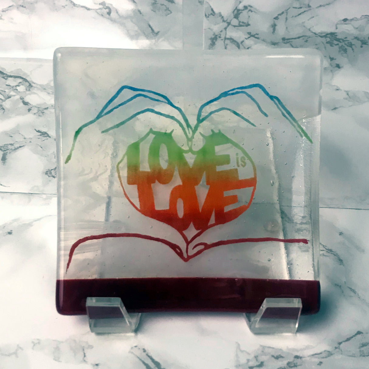 Love is Love 4.5" Handmade Fused Glass Catch-all Dish