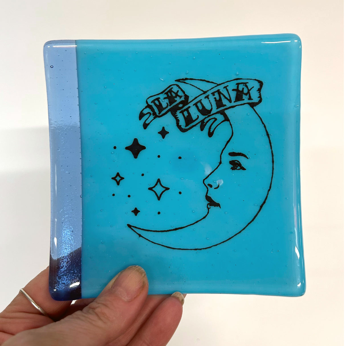 Luna Loteria 4.5" Handmade Fused Glass Catch-all Dish