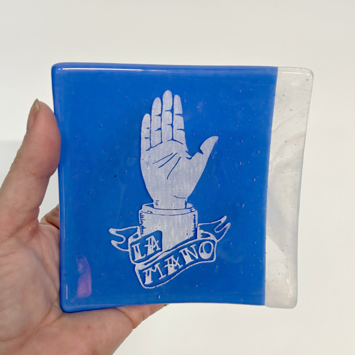 Mano Loteria 4.5" Handmade Fused Glass Catch-all Dish