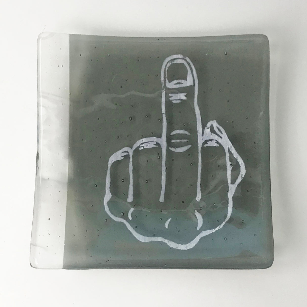Middle Finger 4.5" Handmade Fused Glass Catch-all Dish