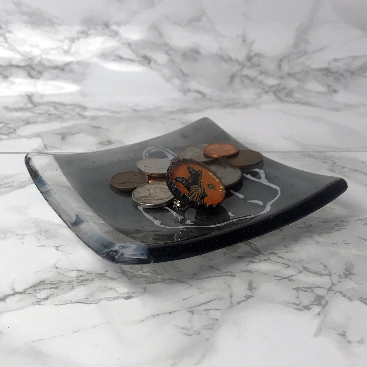 Middle Finger 4.5" Handmade Fused Glass Catch-all Dish