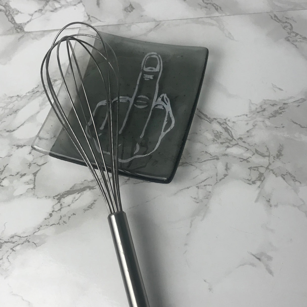 Middle Finger 4.5" Handmade Fused Glass Catch-all Dish