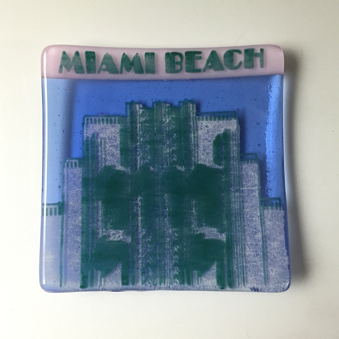 Miami Beach Art Deco 4.5" Handmade Fused Glass Catch-all Dish - made to order