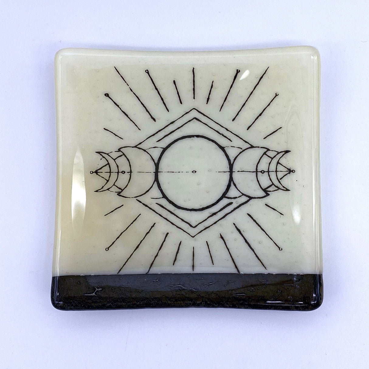 Moon Phases 4.5" Handmade Fused Glass Catch-all Dish